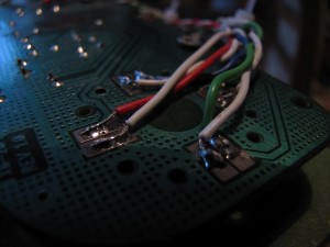 soldered cables on the joypad board