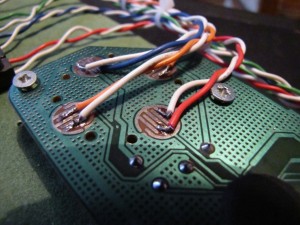 soldered cables on the joypad board